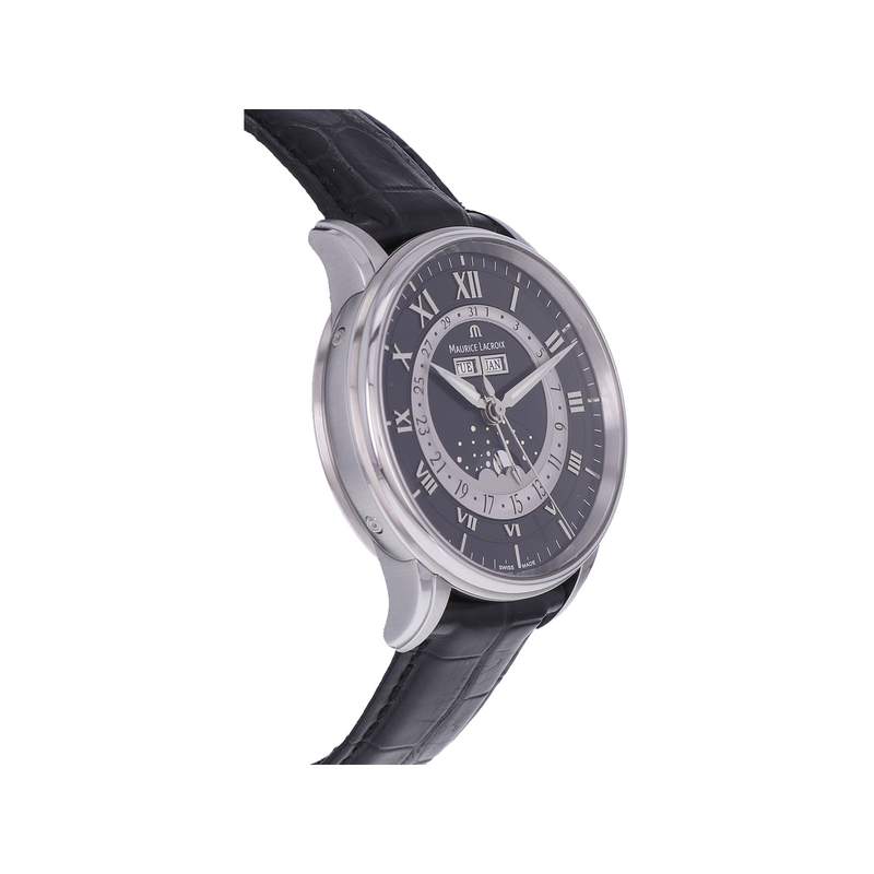 Montre d'occasion MAURICE LACROIX Masterpiece Phase de Lune homme automatique bracelet cuir d'origine - vue 2
