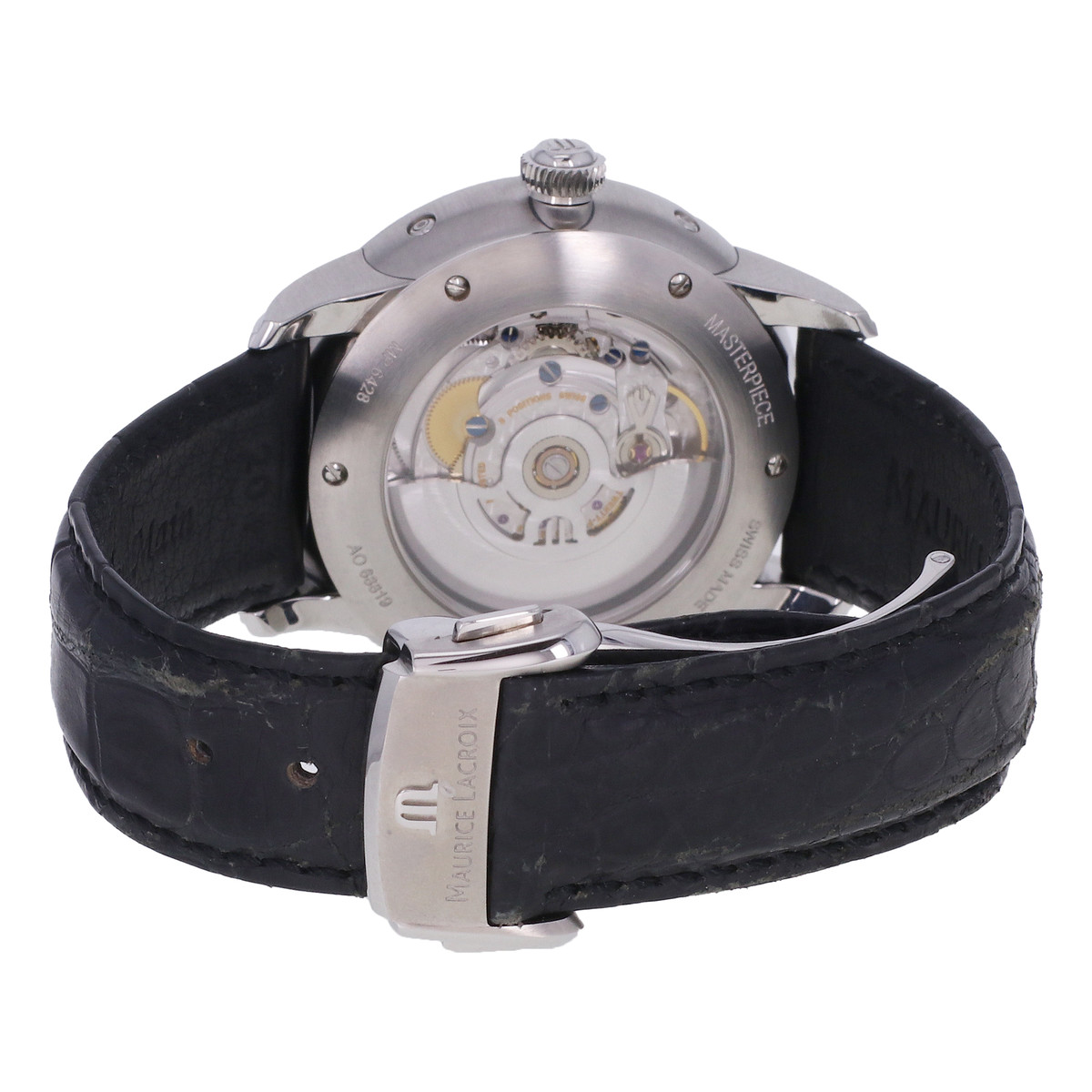 Montre d'occasion MAURICE LACROIX Masterpiece Phase de Lune homme automatique bracelet cuir d'origine - vue 3