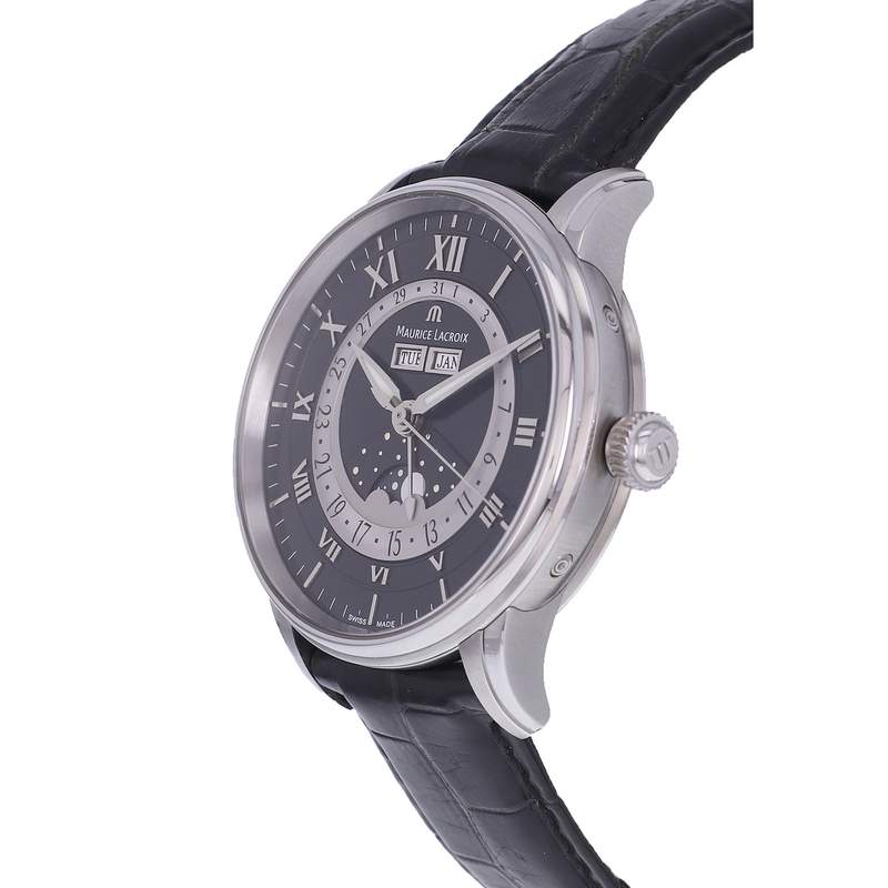 Montre d'occasion MAURICE LACROIX Masterpiece Phase de Lune homme automatique bracelet cuir d'origine - vue D2