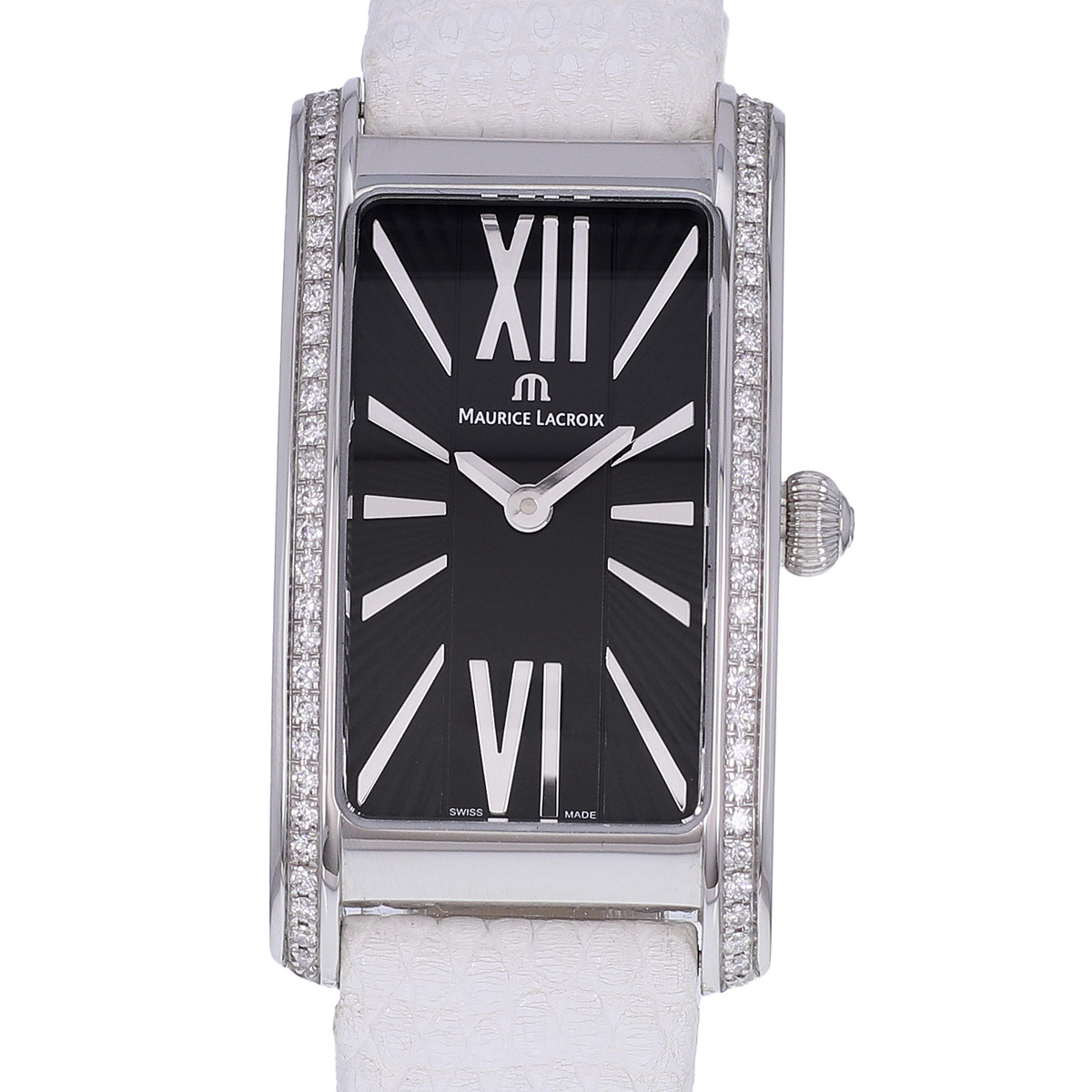 Montre d'occasion MAURICE LACROIX Fiaba Diamants femme quartz bracelet cuir d'origine - vue D1
