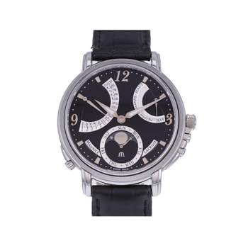 Tweedehands MAURICE LACROIX Masterpiece Lune Rétrograde herenhorloge, mechanisch, met originele leren band