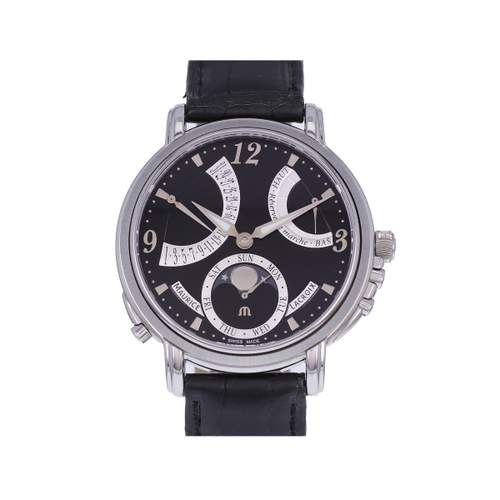 Tweedehands MAURICE LACROIX Masterpiece Lune Rétrograde herenhorloge, mechanisch, met originele leren band
