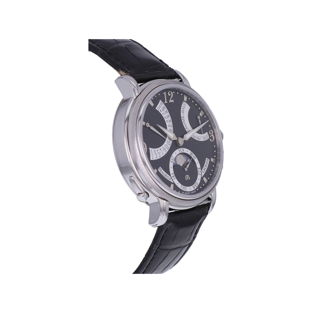 Montre d'occasion MAURICE LACROIX Masterpiece Lune Rétrograde homme mécanique bracelet cuir d'origine - vue 2