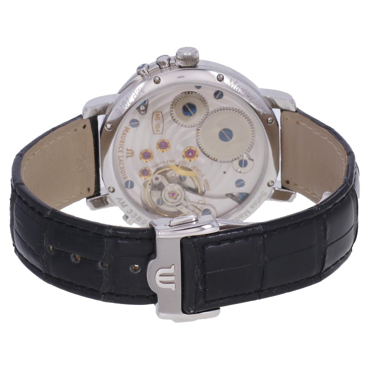 Montre d'occasion MAURICE LACROIX Masterpiece Lune Rétrograde homme mécanique bracelet cuir d'origine - vue 3