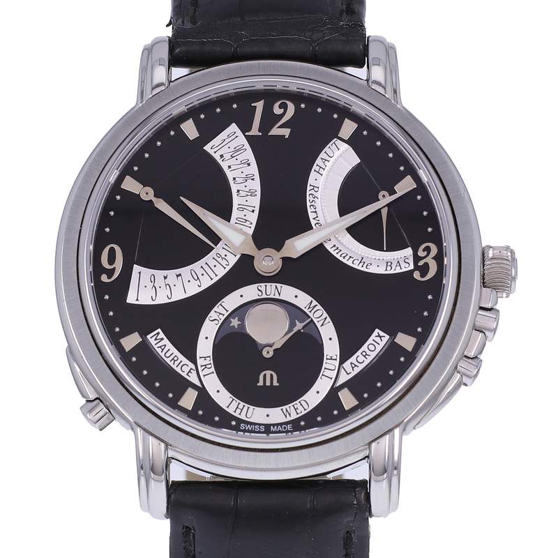 Montre d'occasion MAURICE LACROIX Masterpiece Lune Rétrograde homme mécanique bracelet cuir d'origine - vue D1