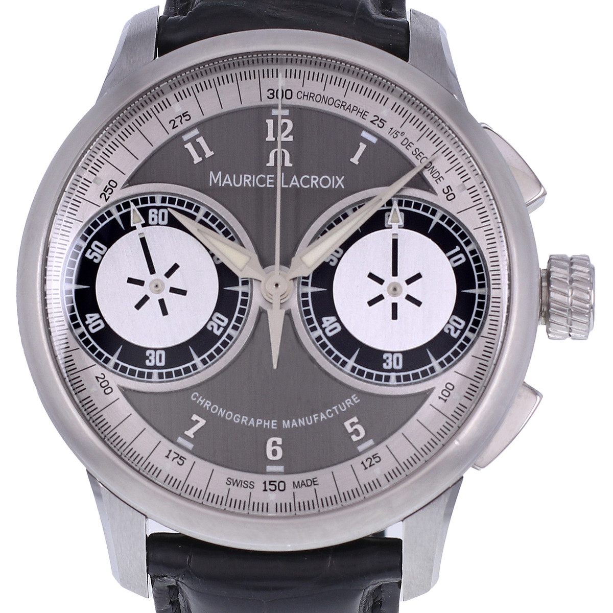 Montre d'occasion MAURICE LACROIX Masterpiece Chronographe homme mécanique bracelet cuir d'origine - vue D1