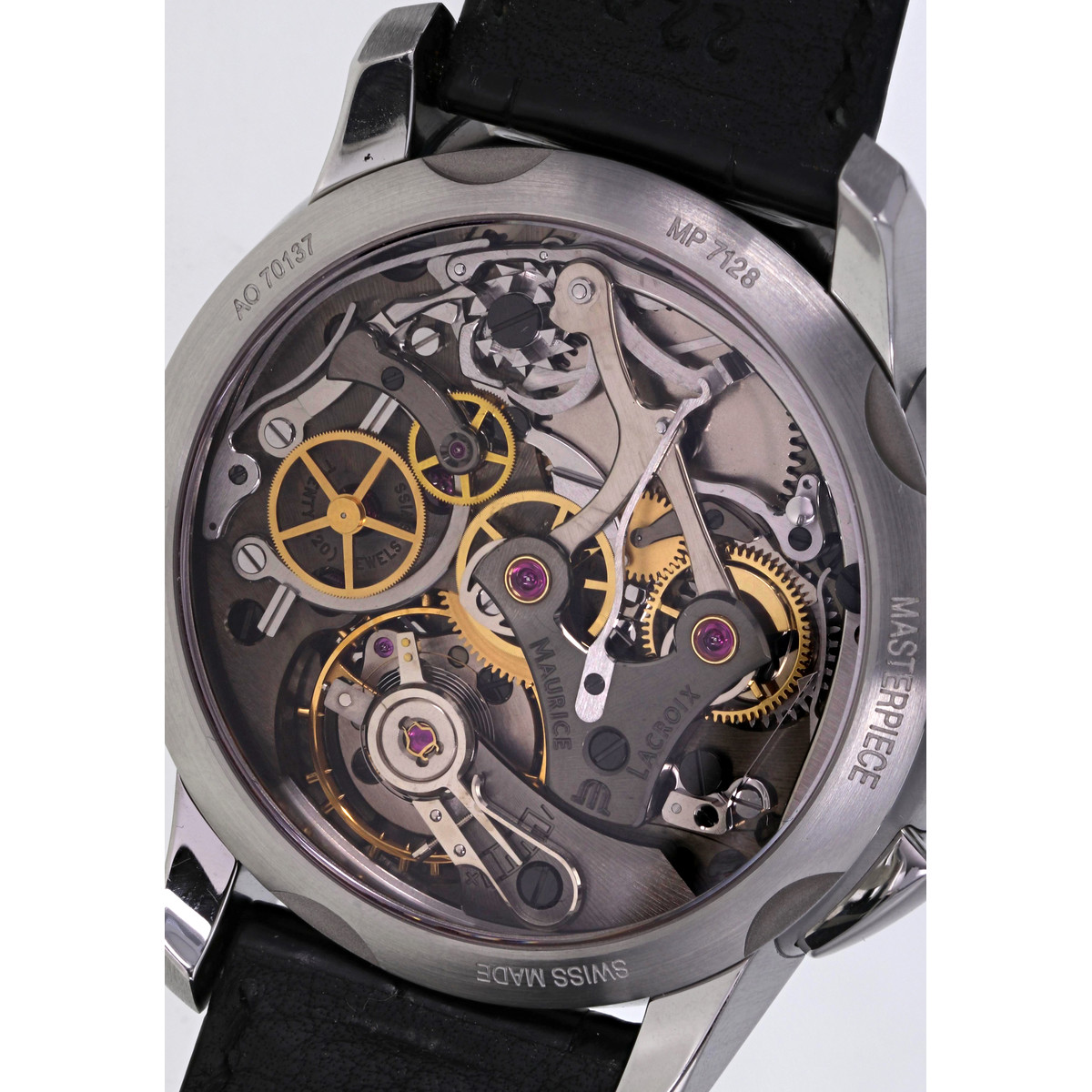 Montre d'occasion MAURICE LACROIX Masterpiece Chronographe homme mécanique bracelet cuir d'origine - vue D3