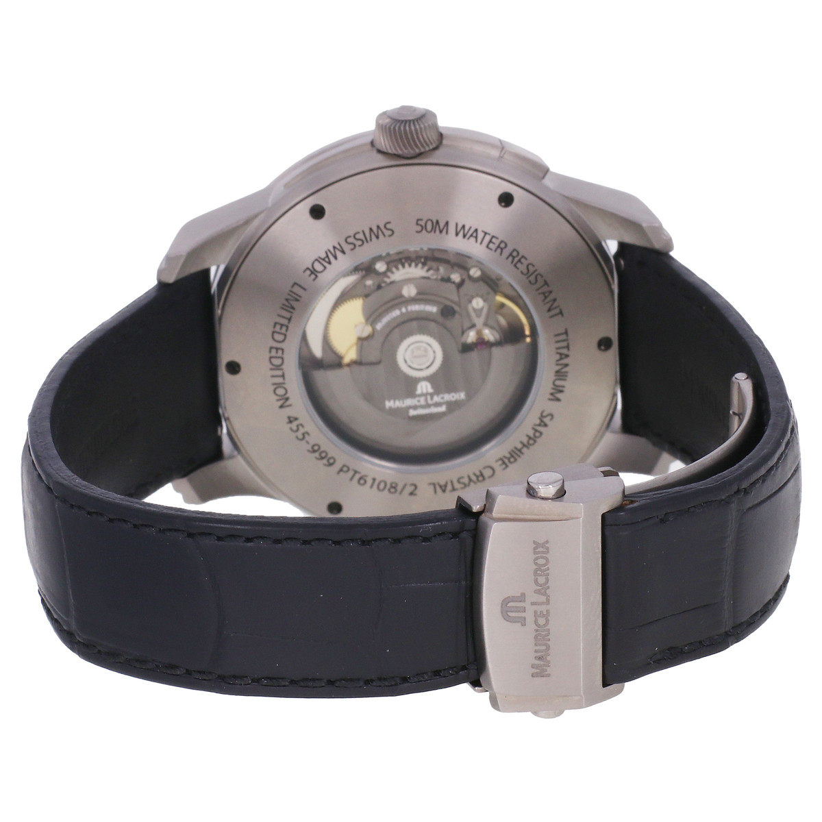 Montre d'occasion MAURICE LACROIX Pontos Décentrique homme mécanique bracelet cuir d'origine - vue 3
