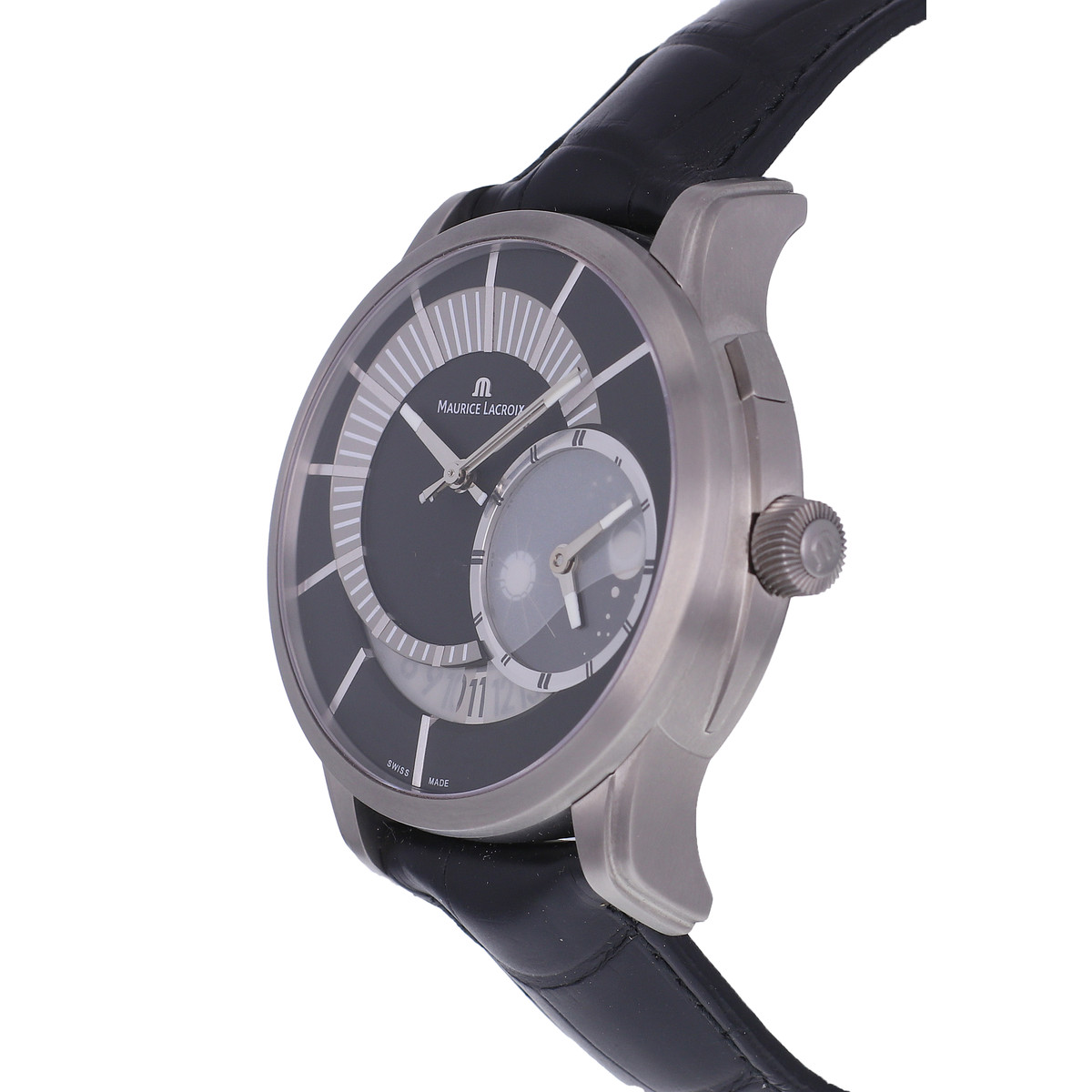 Montre d'occasion MAURICE LACROIX Pontos Décentrique homme mécanique bracelet cuir d'origine - vue D2