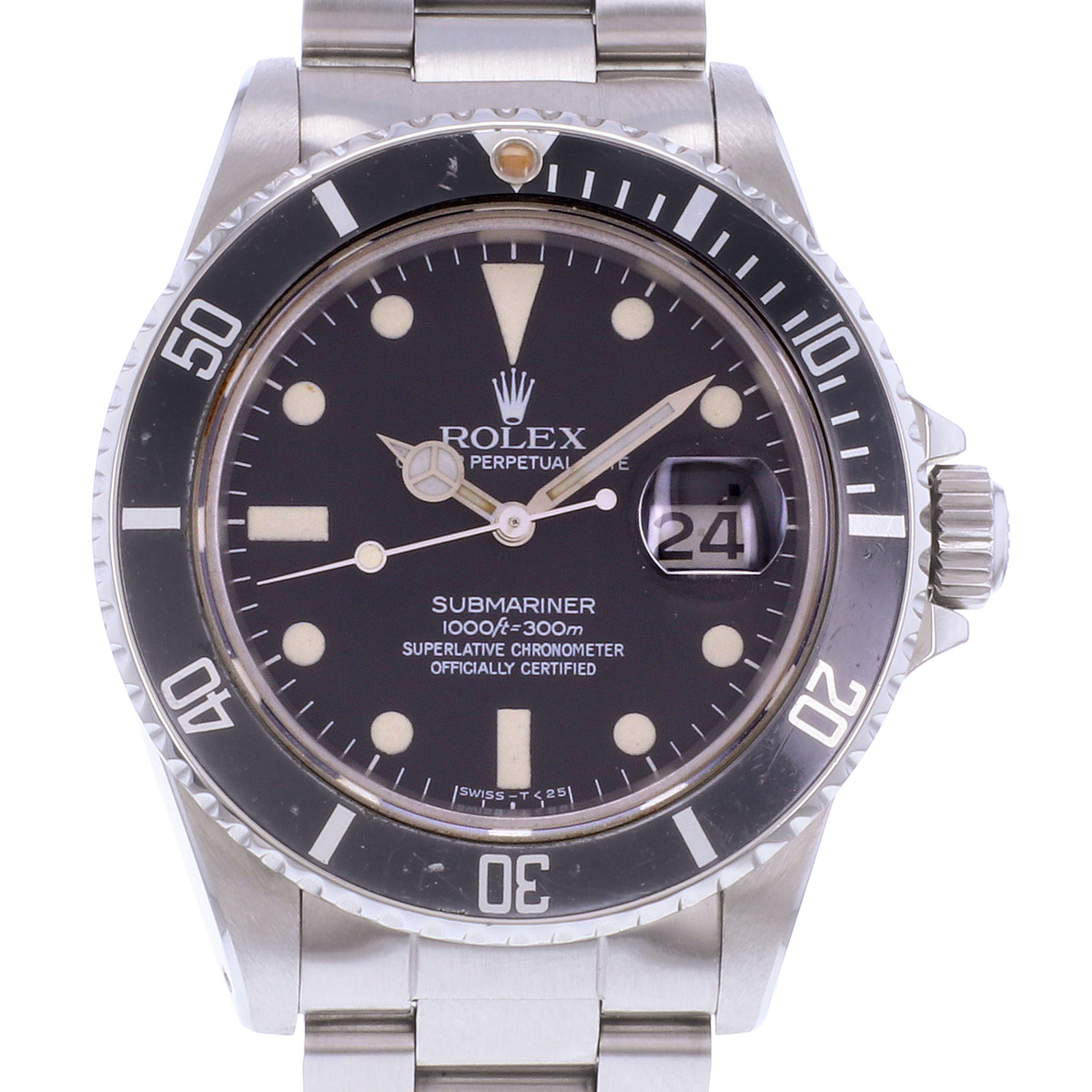 Montre d'occasion ROLEX Submariner Date Vintage homme mouvement automatique certifié (cosc) bracelet acier - vue D1