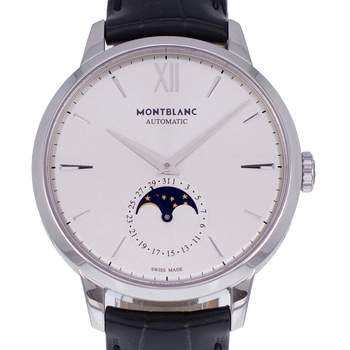 Montre d'occasion MONT BLANC Heritage Spirit Moonphase homme automatique bracelet cuir d'origine
