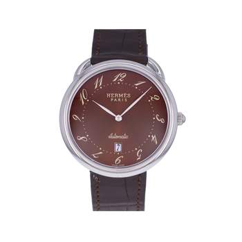 Montre d'occasion HERMES Arceau TGM homme automatique bracelet cuir cresus