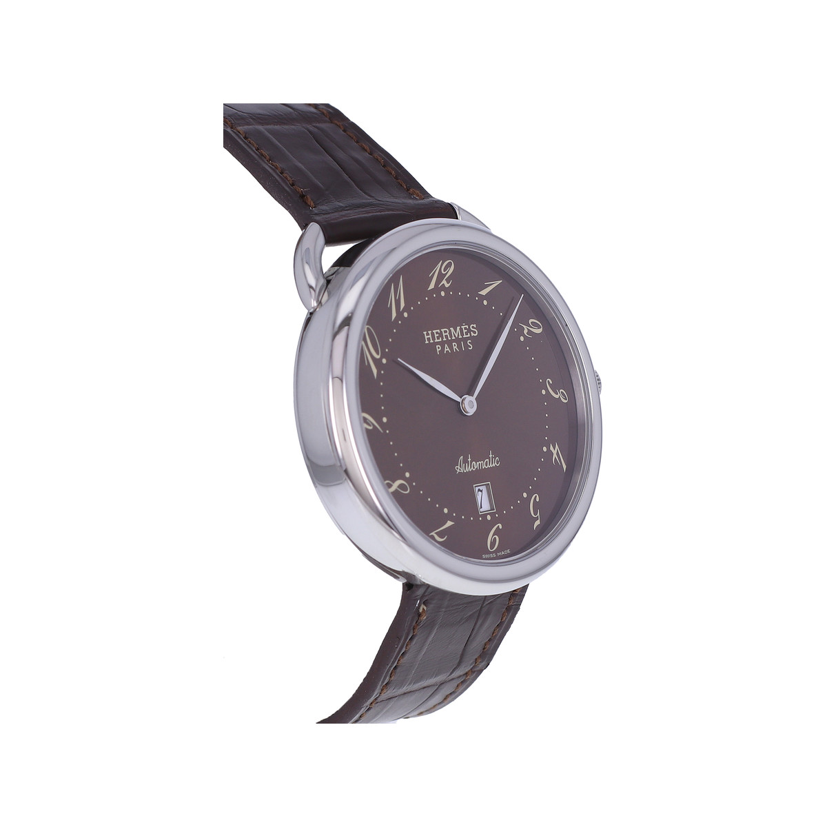 Montre d'occasion HERMES Arceau TGM homme automatique bracelet cuir cresus - vue 2