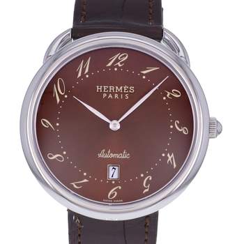 Montre d'occasion HERMES Arceau TGM homme automatique bracelet cuir cresus