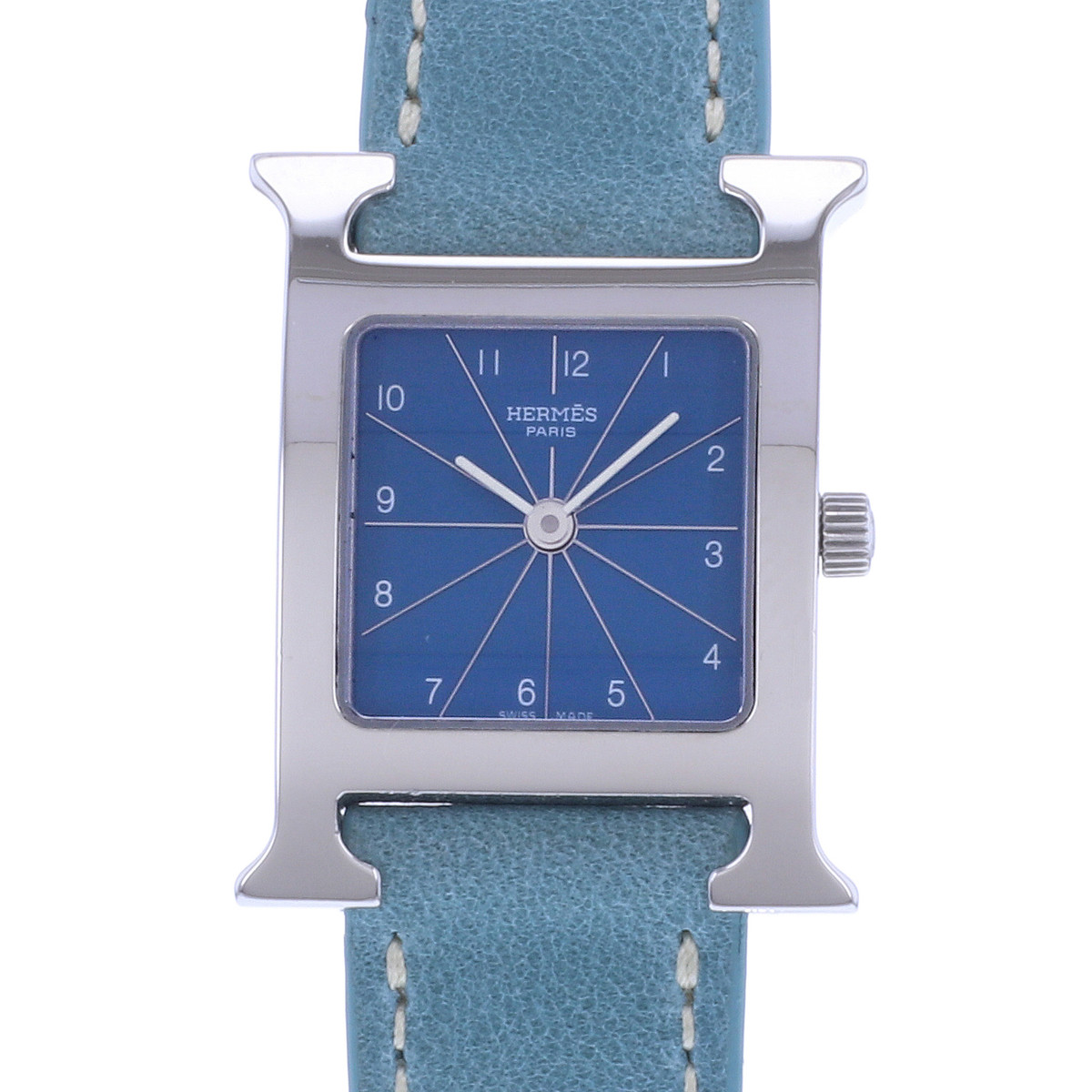 Montre d'occasion HERMES Heure H femme quartz bracelet cuir cresus - vue D1