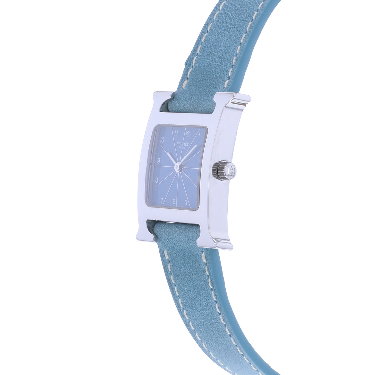 Montre d'occasion HERMES Heure H femme quartz bracelet cuir cresus - vue D2