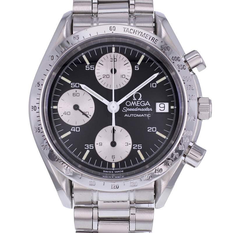 Montre d'occasion OMEGA Speedmaster Date 'Panda' homme automatique bracelet acier - vue D1