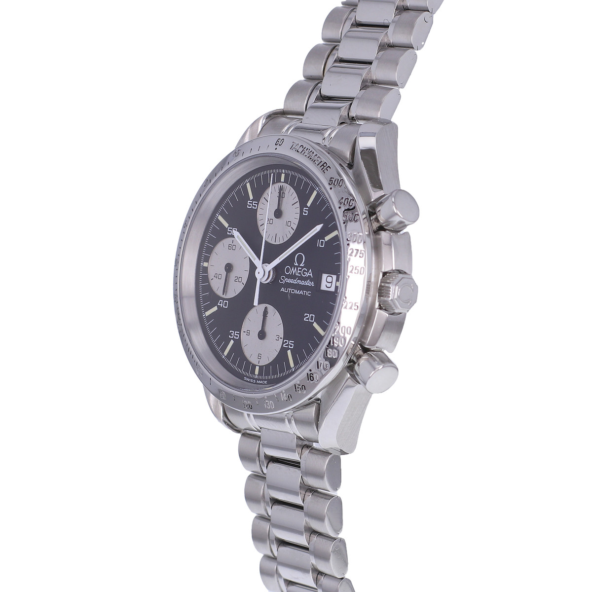 Montre d'occasion OMEGA Speedmaster Date 'Panda' homme automatique bracelet acier - vue D2