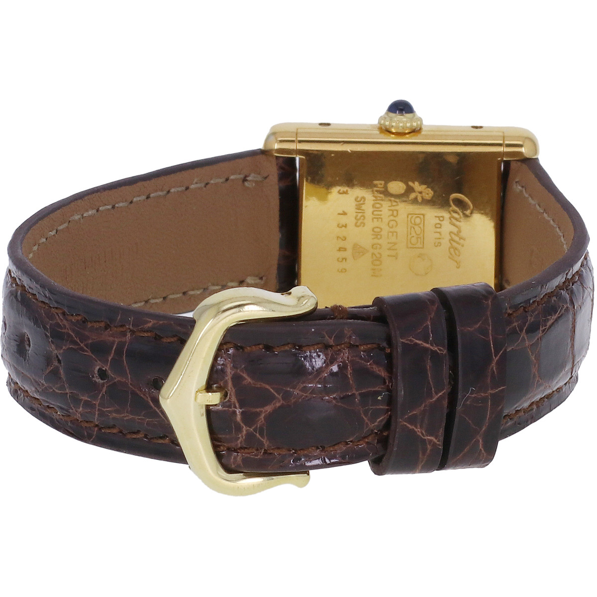 Montre d'occasion CARTIER Tank Must Vermeil femme mécanique bracelet cuir cresus - vue 3