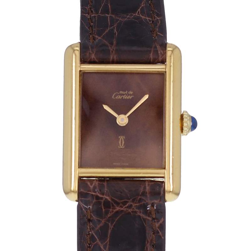 Montre d'occasion CARTIER Tank Must Vermeil femme mécanique bracelet cuir cresus - vue D1