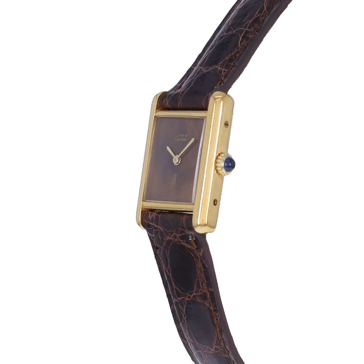 Montre d'occasion CARTIER Tank Must Vermeil femme mécanique bracelet cuir cresus - vue D2