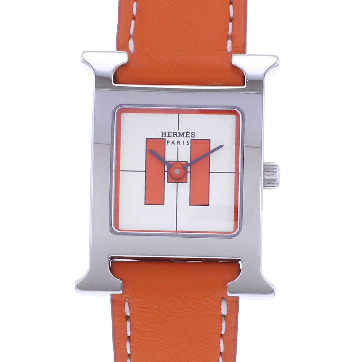Montre d'occasion HERMES Heure H femme quartz bracelet cuir cresus - vue D1