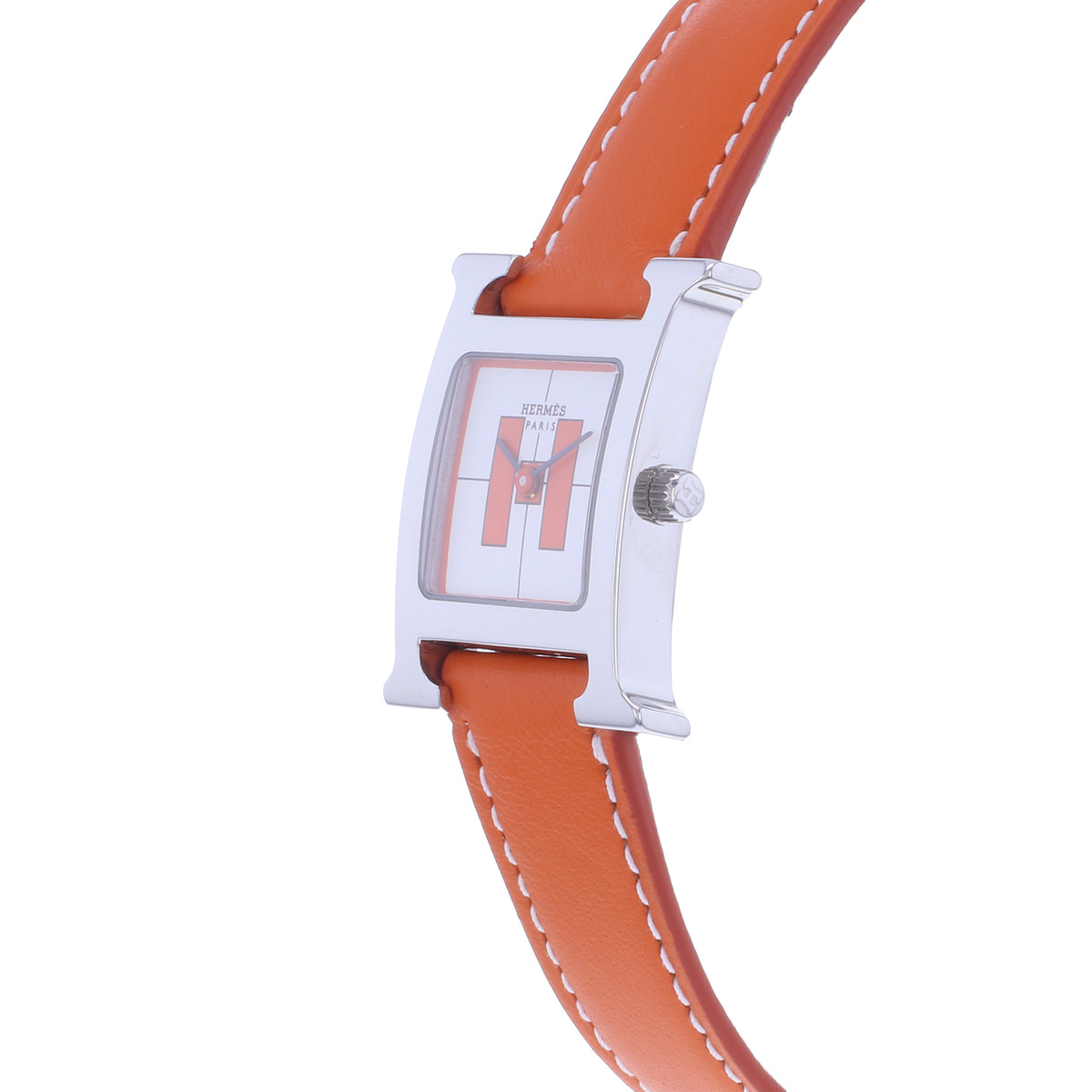Montre d'occasion HERMES Heure H femme quartz bracelet cuir cresus - vue D2