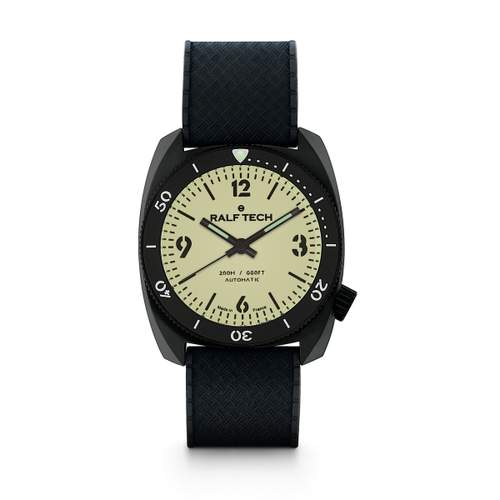 Montre d'occasion RALF TECH WRB Black Full Lume homme automatique bracelet caoutchouc