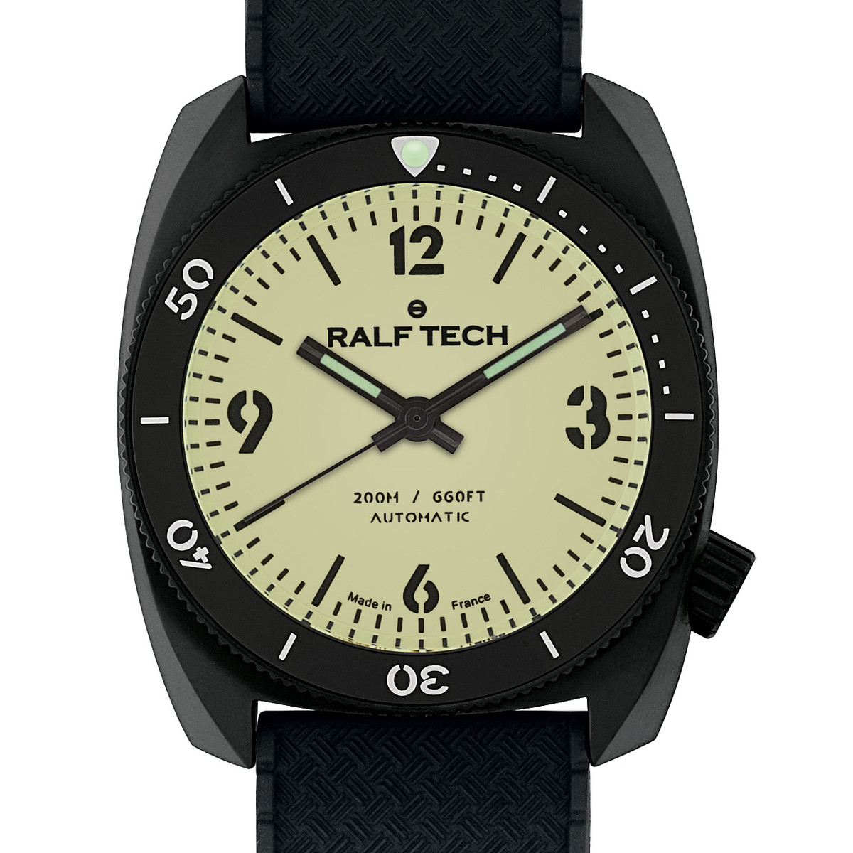 Montre d'occasion RALF TECH WRB Black Full Lume homme automatique bracelet caoutchouc - vue D1