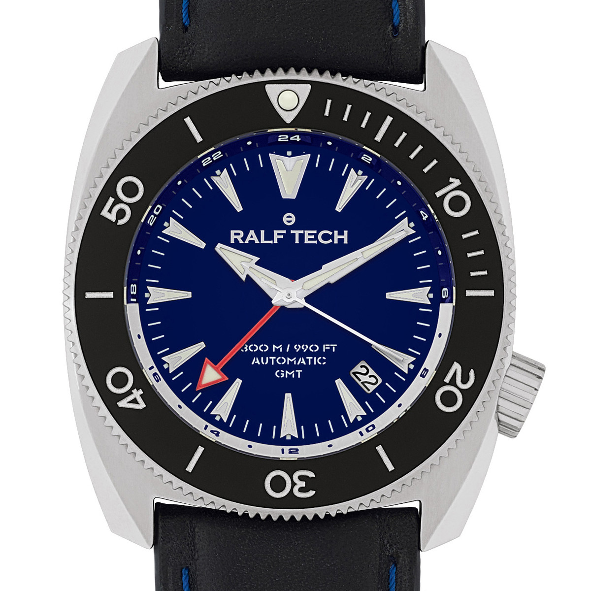 Montre d'occasion RALF TECH WRV 1977 Gmt Ocean homme automatique bracelet cuir d'origine - vue D1