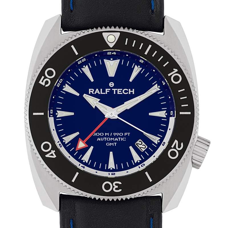 Montre d'occasion RALF TECH WRV 1977 Gmt Ocean homme automatique bracelet cuir d'origine - vue D1