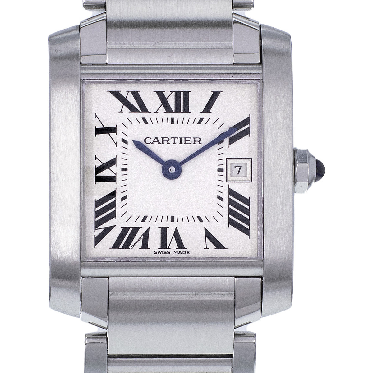 Montre d'occasion CARTIER Tank Française 25mm femme quartz bracelet acier - vue D1
