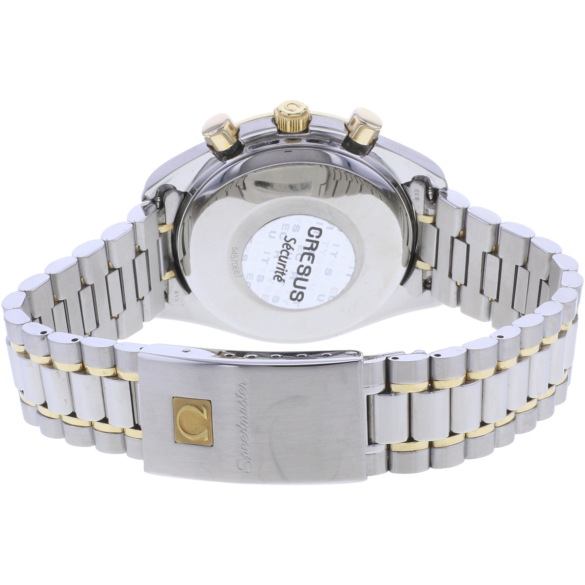 Montre d'occasion OMEGA Speedmaster Date homme automatique bracelet or jaune 750/000 et acier - vue 3