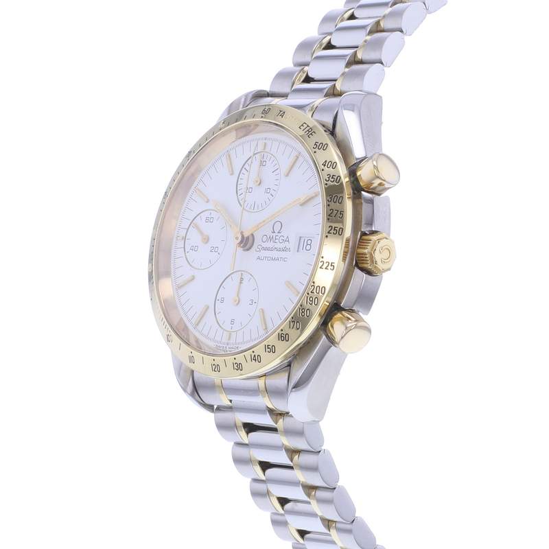 Montre d'occasion OMEGA Speedmaster Date homme automatique bracelet or jaune 750/000 et acier - vue D2