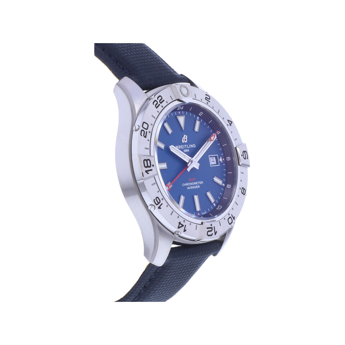 Montre d'occasion BREITLING Avenger Gmt homme mouvement automatique certifié (cosc) bracelet cuir d'origine - vue 2