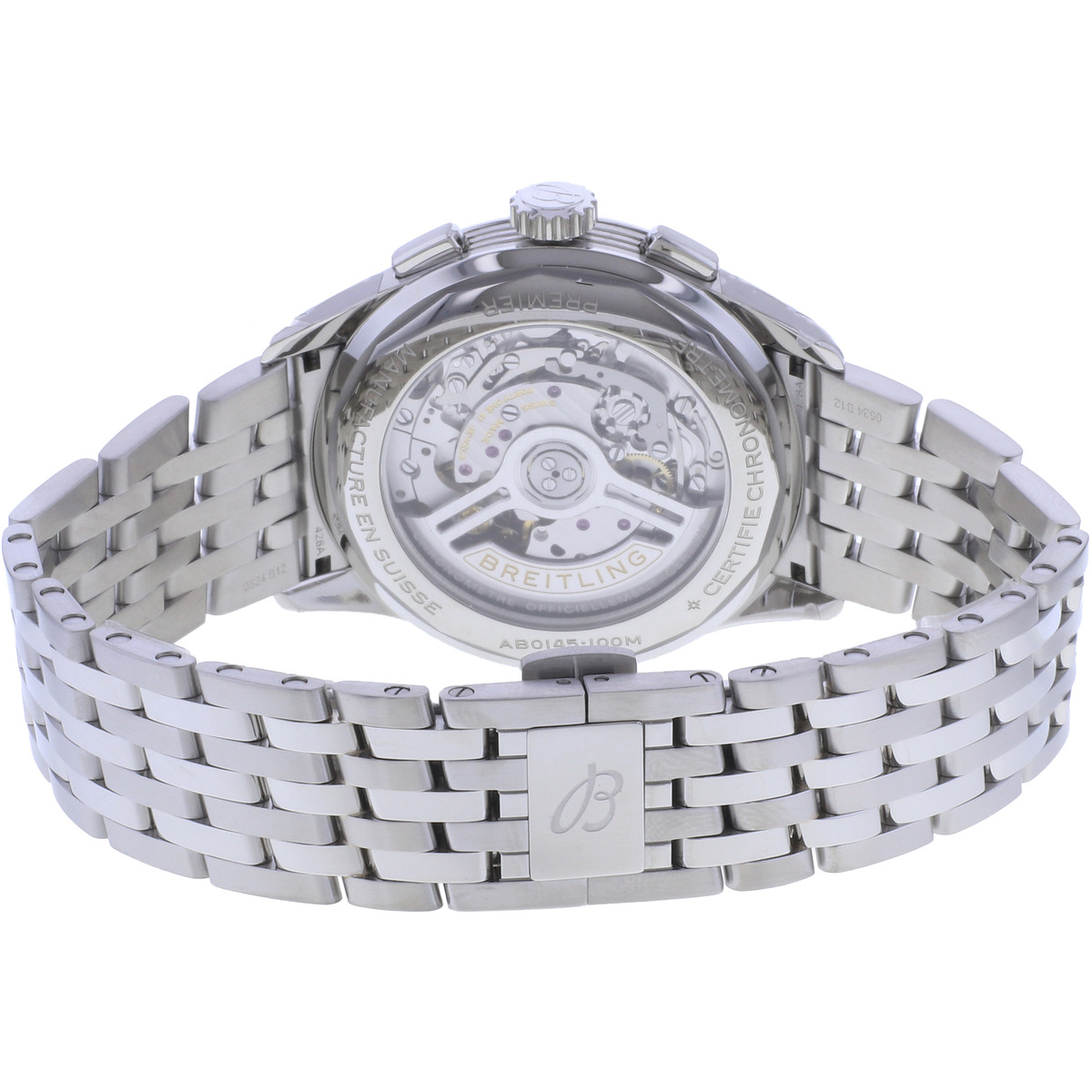 Montre d'occasion BREITLING Premier B01 Chronograph 42 homme mouvement automatique certifié (cosc) bracelet acier - vue 3