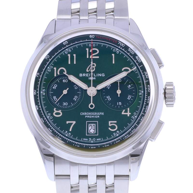 Montre d'occasion BREITLING Premier B01 Chronograph 42 homme mouvement automatique certifié (cosc) bracelet acier - vue D1