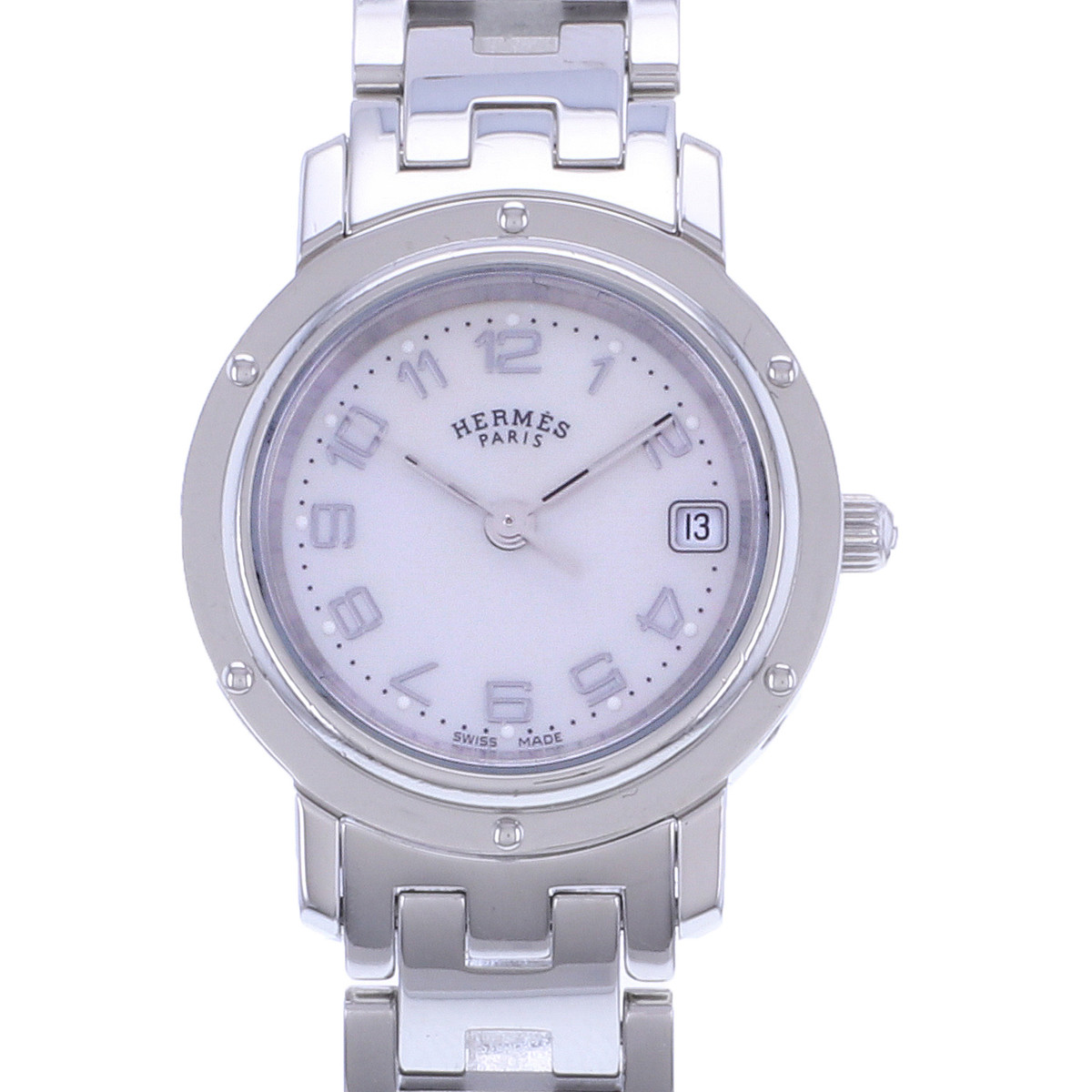 Montre d'occasion HERMES Clipper femme quartz bracelet acier - vue D1
