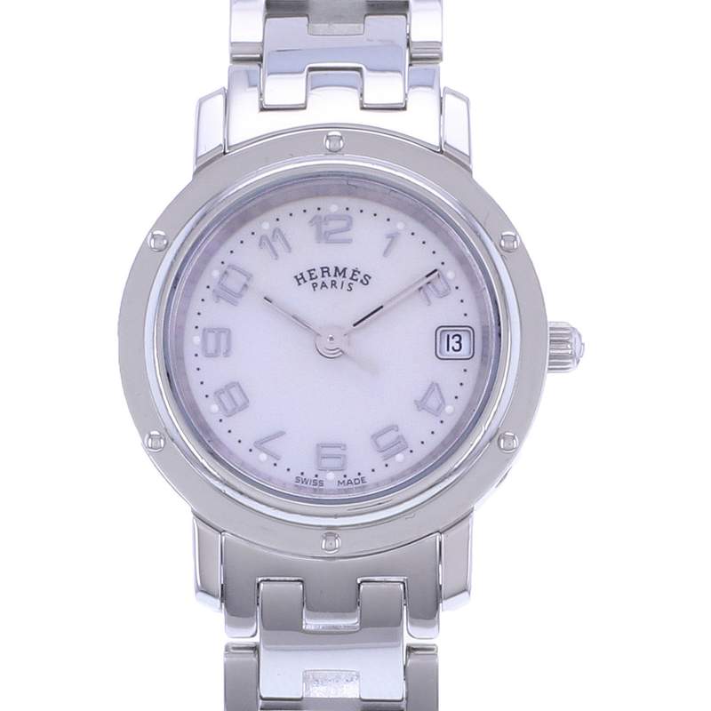 Montre d'occasion HERMES Clipper femme quartz bracelet acier - vue D1