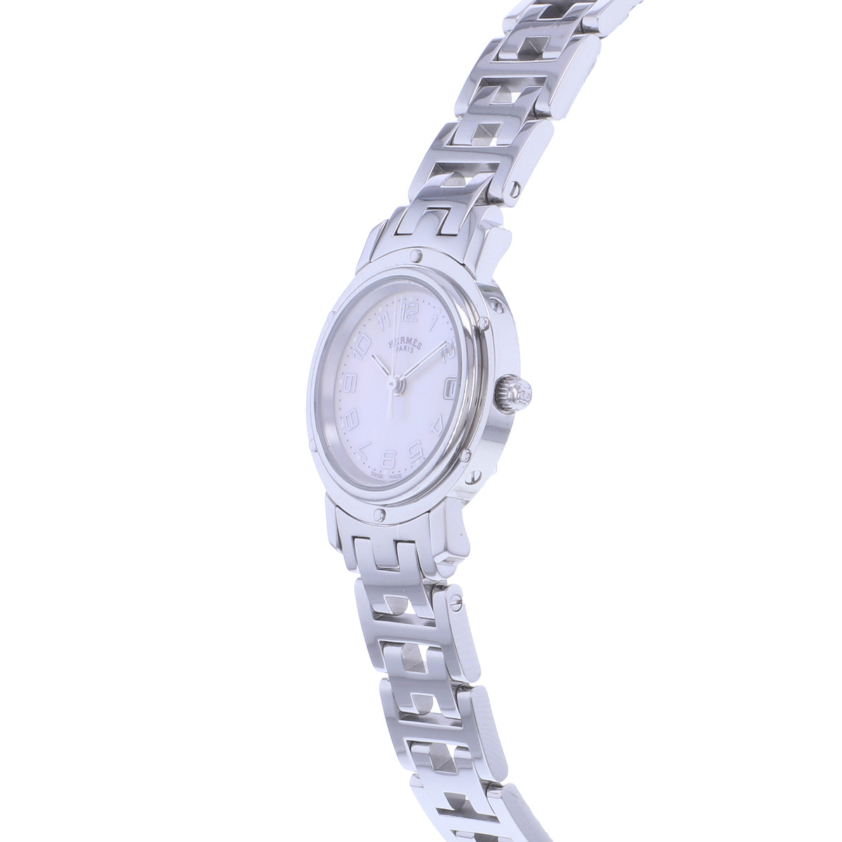 Montre d'occasion HERMES Clipper femme quartz bracelet acier - vue D2