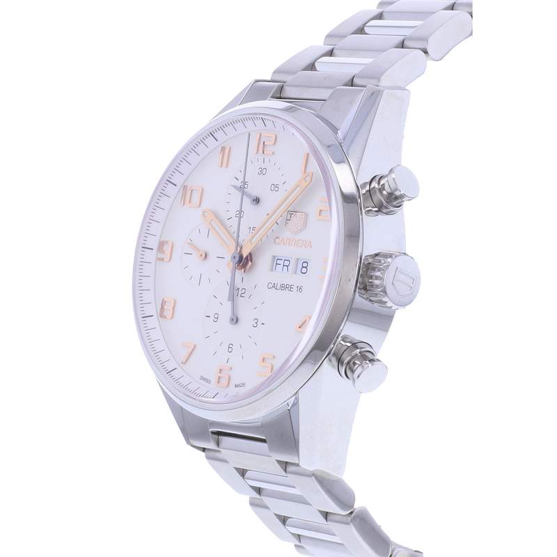 Montre d'occasion TAG HEUER Carrera Chronographe Calibre 16 homme automatique bracelet acier - vue D2