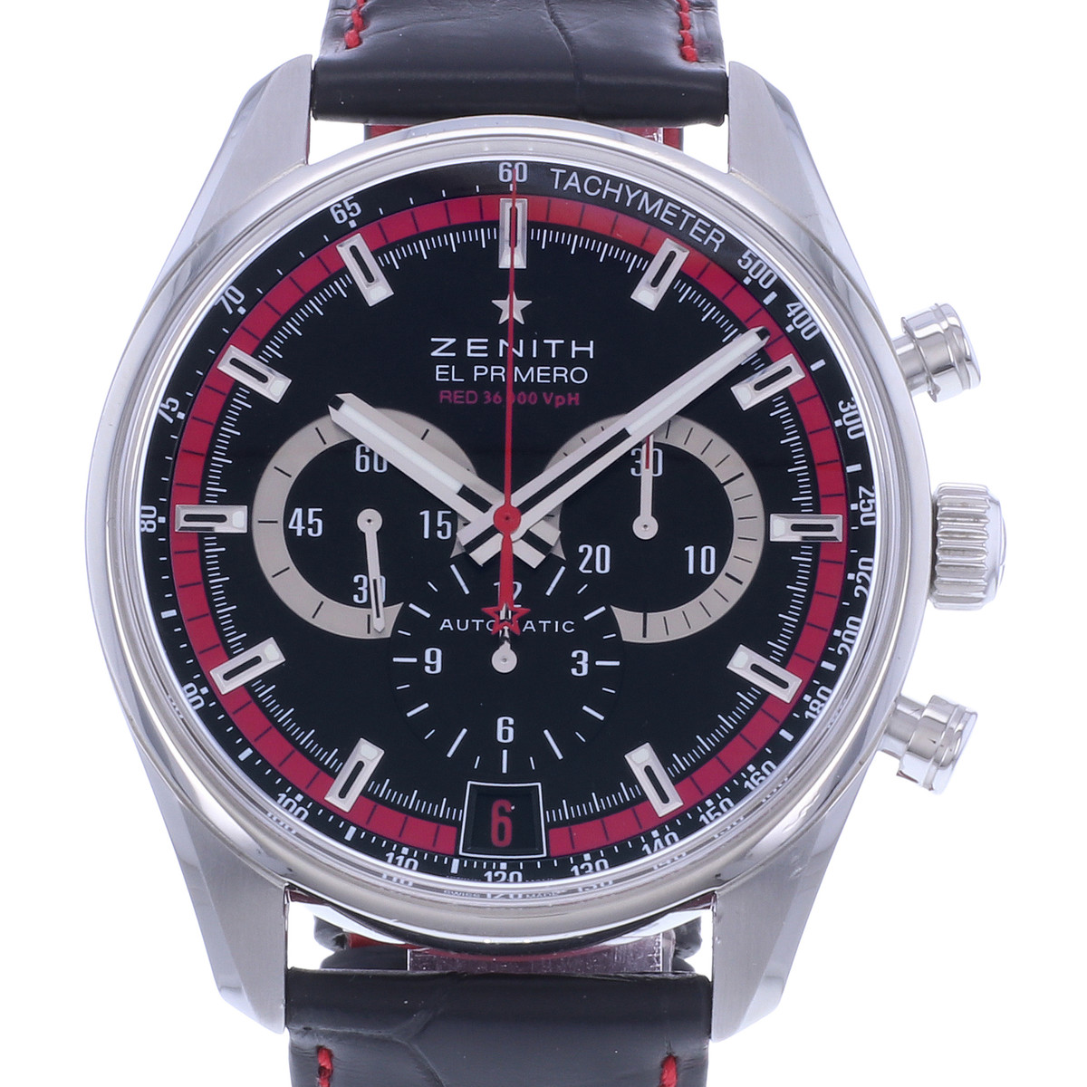Montre d'occasion ZENITH El Primero 36000 Vph homme automatique bracelet cuir - vue D1