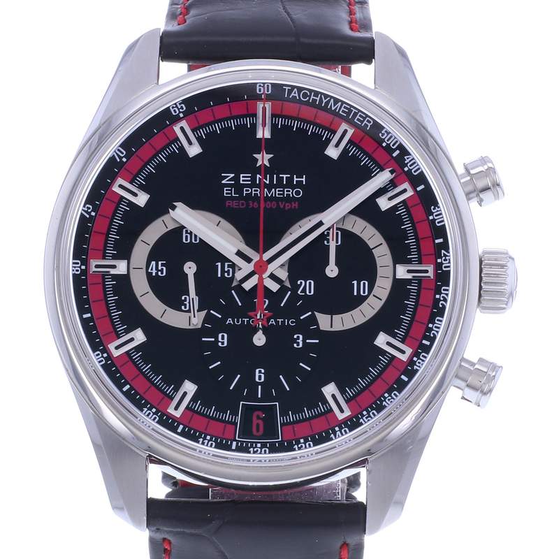 Montre d'occasion ZENITH El Primero 36000 Vph homme automatique bracelet cuir - vue D1
