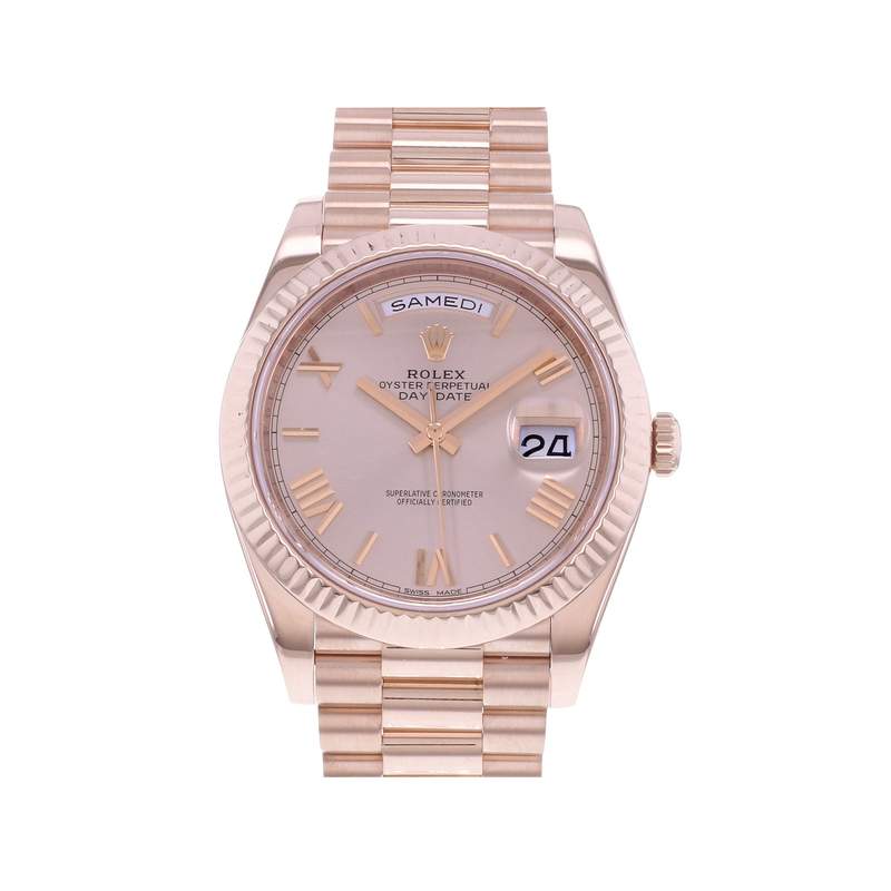 Montre d'occasion ROLEX Day-Date II homme mouvement automatique certifié (cosc) bracelet or rose 750/000 - vue 1