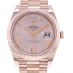 Montre d'occasion ROLEX Day-Date II homme mouvement automatique certifié (cosc) bracelet or rose 750/000 - vue D1