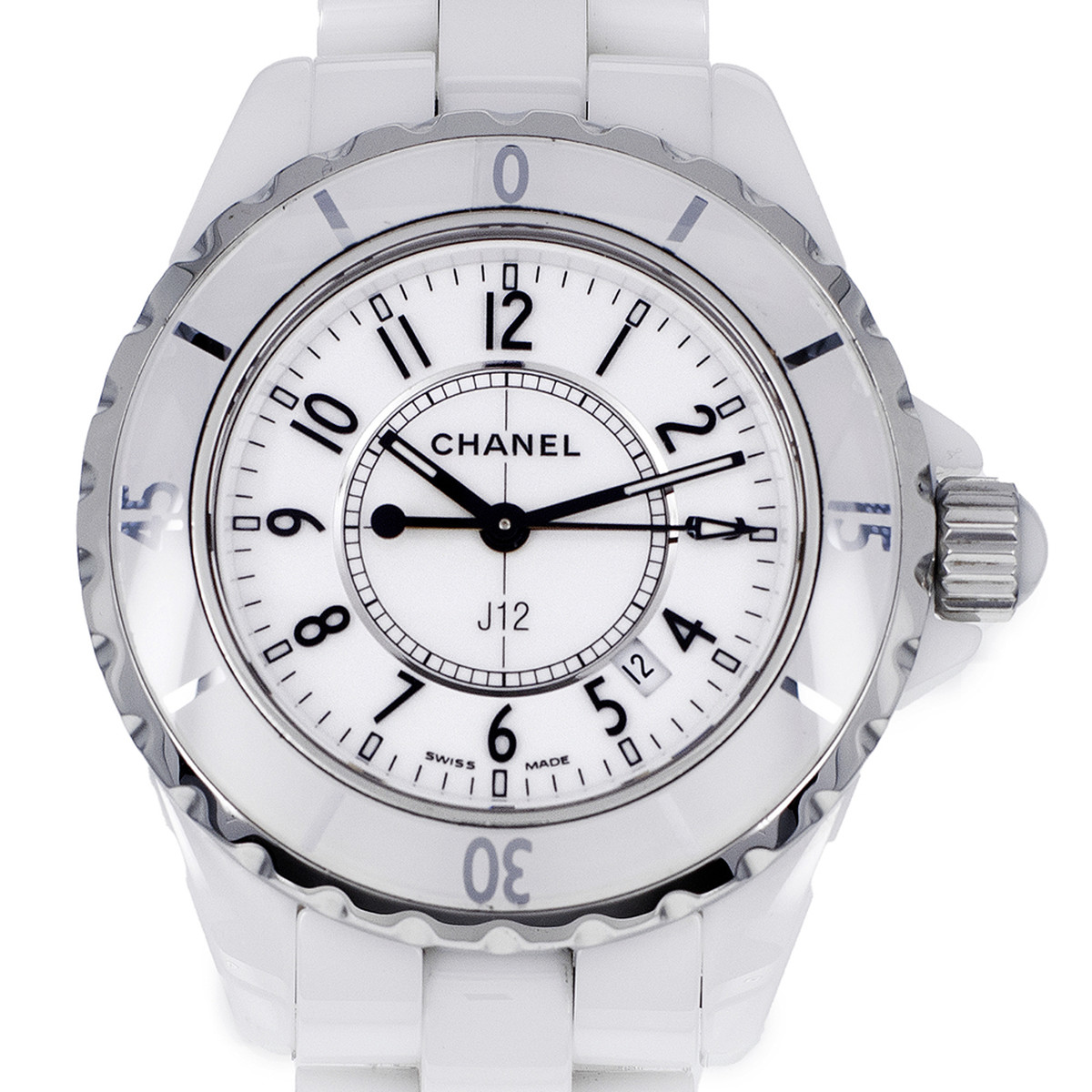 Montre d'occasion CHANEL J12 33 mm femme quartz bracelet céramique - vue D1