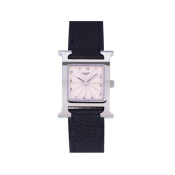 Pre-owned HERMES Heure H women's quartz watch with original leather strap