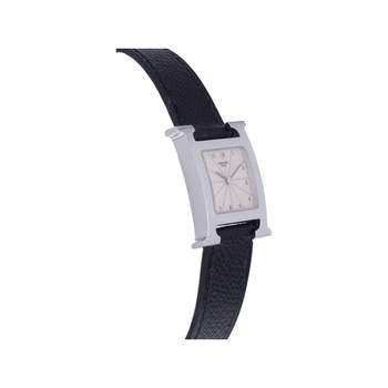 Pre-owned HERMES Heure H women's quartz watch with original leather strap
