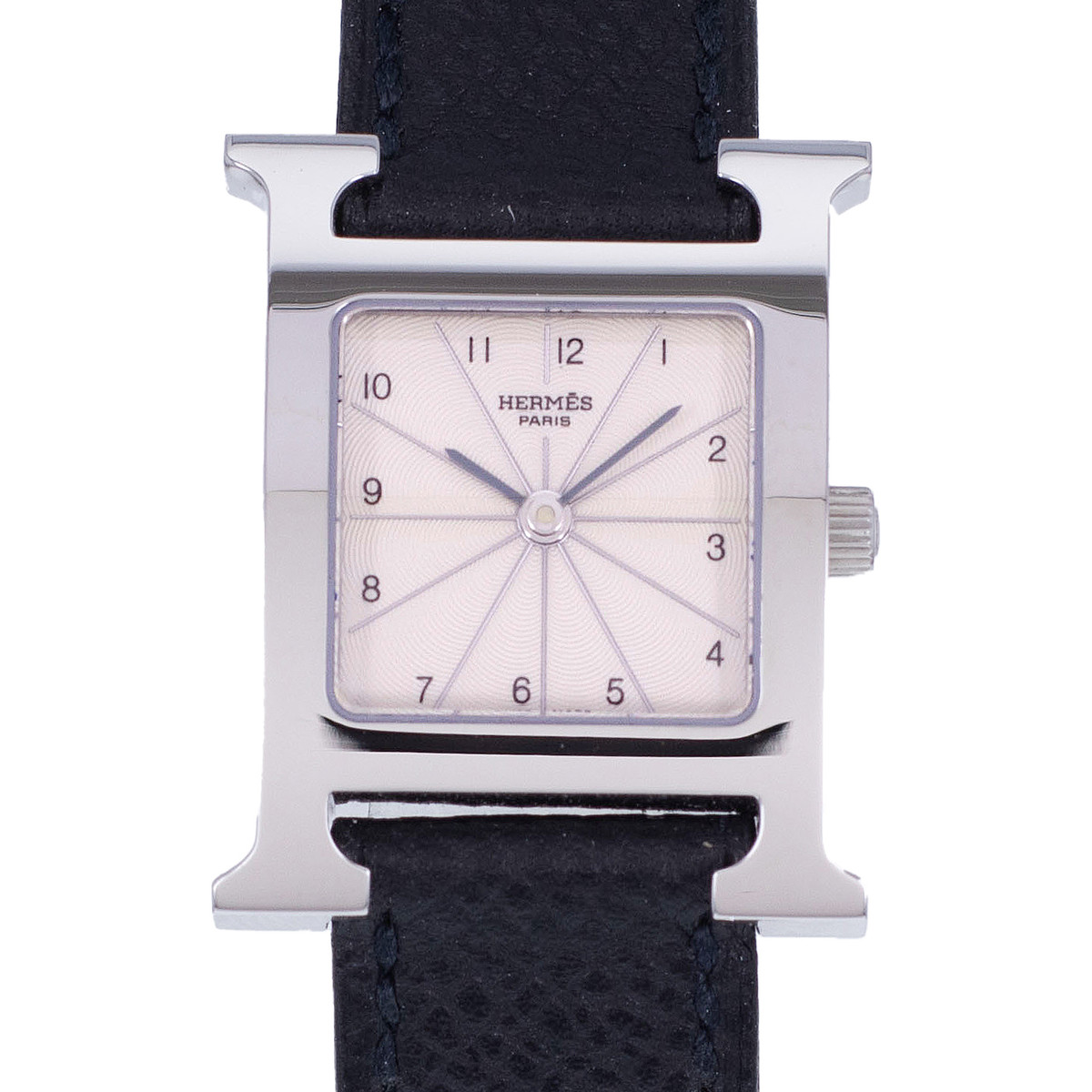 Montre d'occasion HERMES Heure H femme quartz bracelet cuir d'origine - vue D1