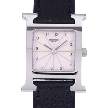 Pre-owned HERMES Heure H women's quartz watch with original leather strap